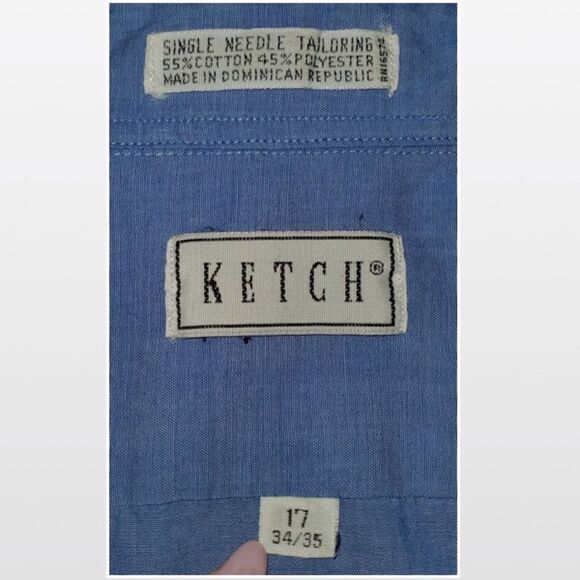 Men Shirt Light Blue Button Down Size 17 34/35 - Picture 11 of 11